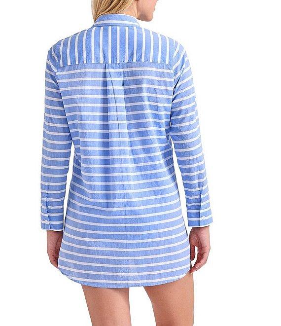 Tommy Bahama Catalina Coast Stripe Boyfriend Button Front Shirt Swim Cover-Up Product Image