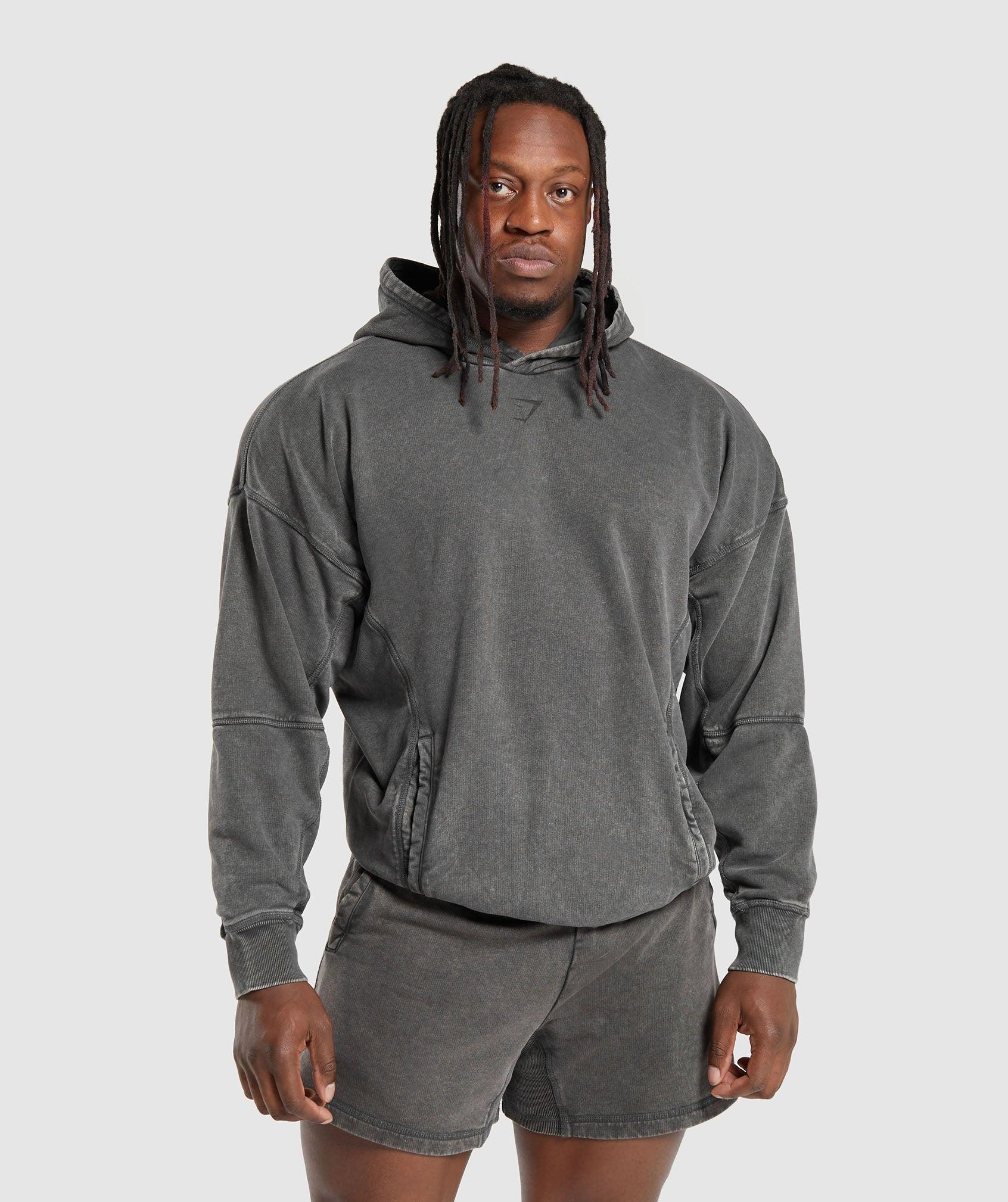 Gymshark Heritage Washed Hoodie - Onyx Grey Male Product Image
