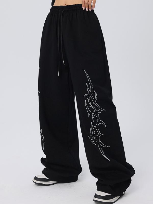 Vintage Print Loose Sweatpants Product Image