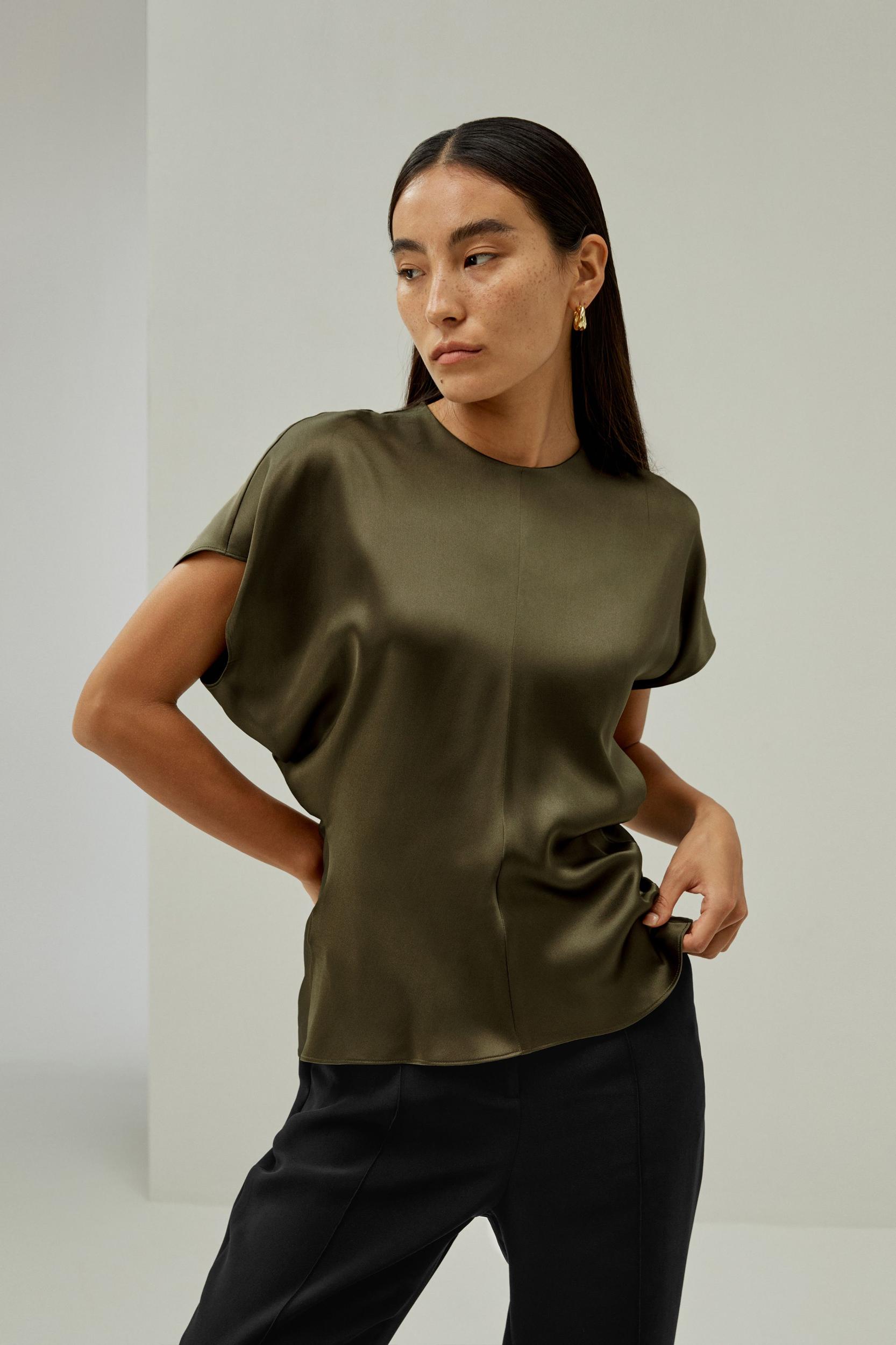 Short Batwing Sleeve Silk Contour Top Product Image