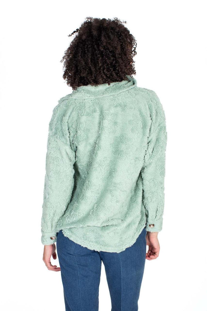 Jade Embossed Daisy Plush Jacket Product Image