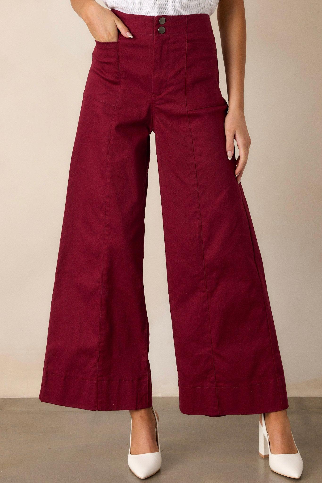 Daylight Glimmer Burgundy Wide Leg Pants Product Image