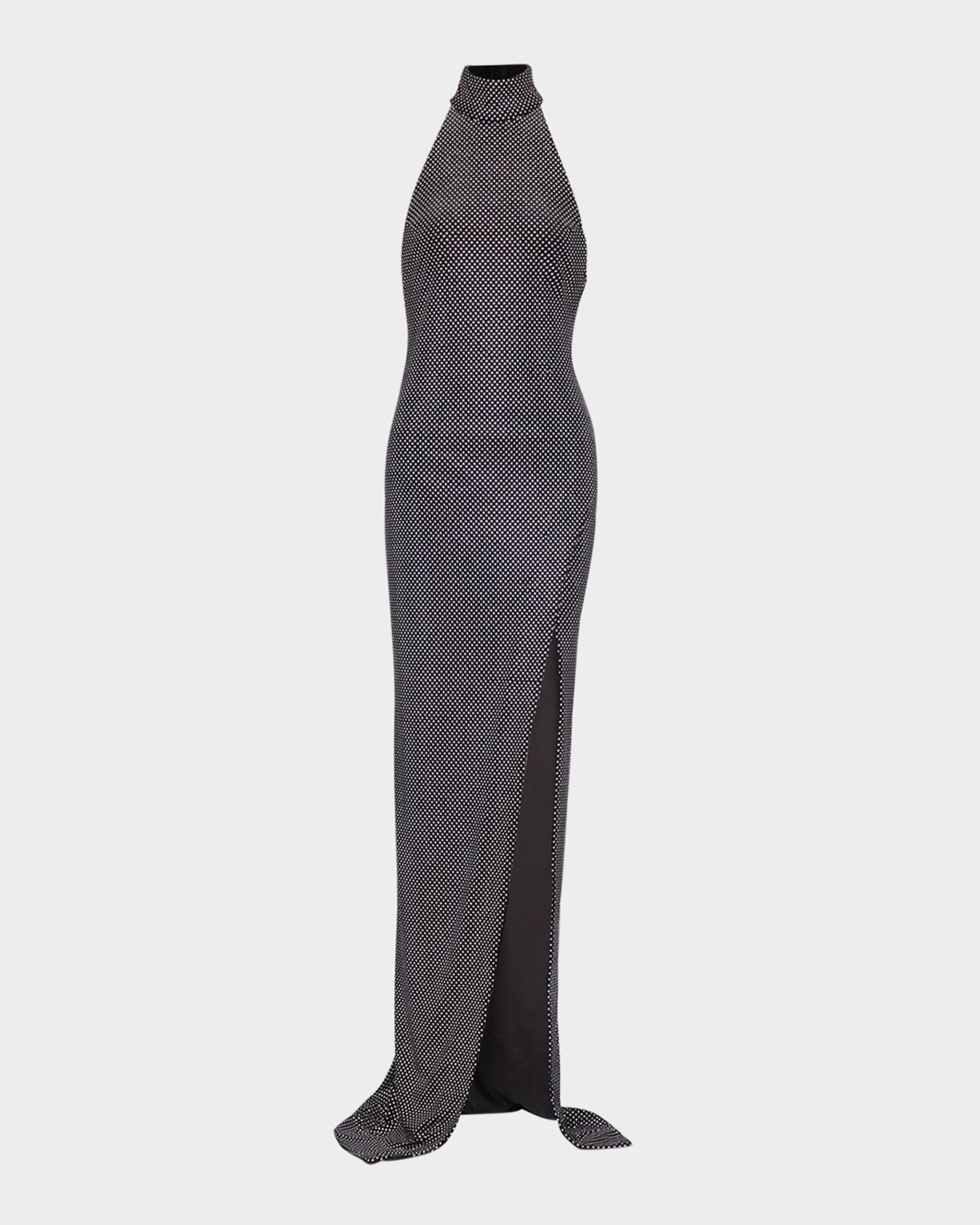 Crystal Velvet Halter Slit Maxi Dress Product Image