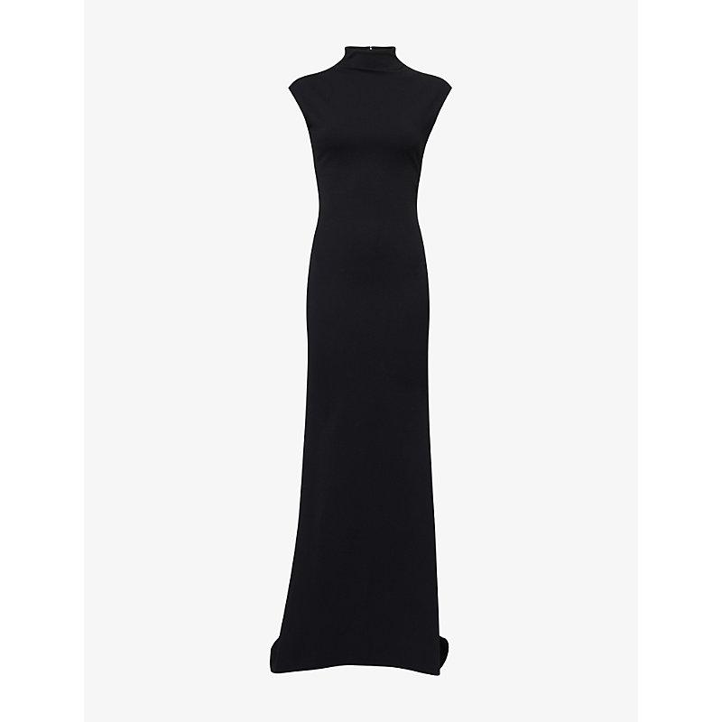 JACQUEMUS Womens Black La Robe Alba Cap-sleeves Stretch-woven Maxi Dress Product Image
