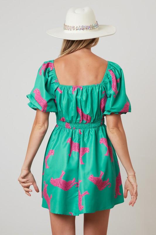 Pink Cheetah Mini Dress Product Image