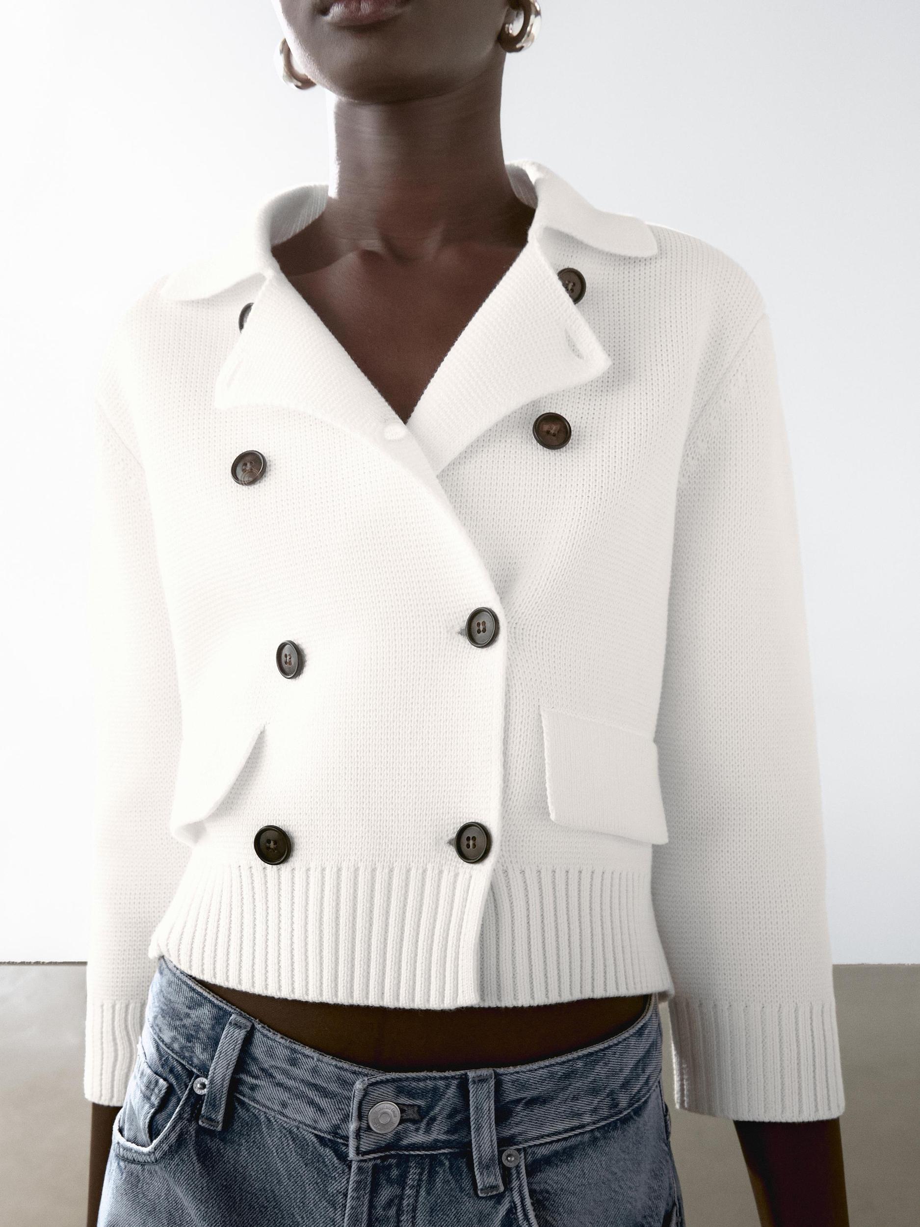 Double-breasted Milano knit cardigan Product Image