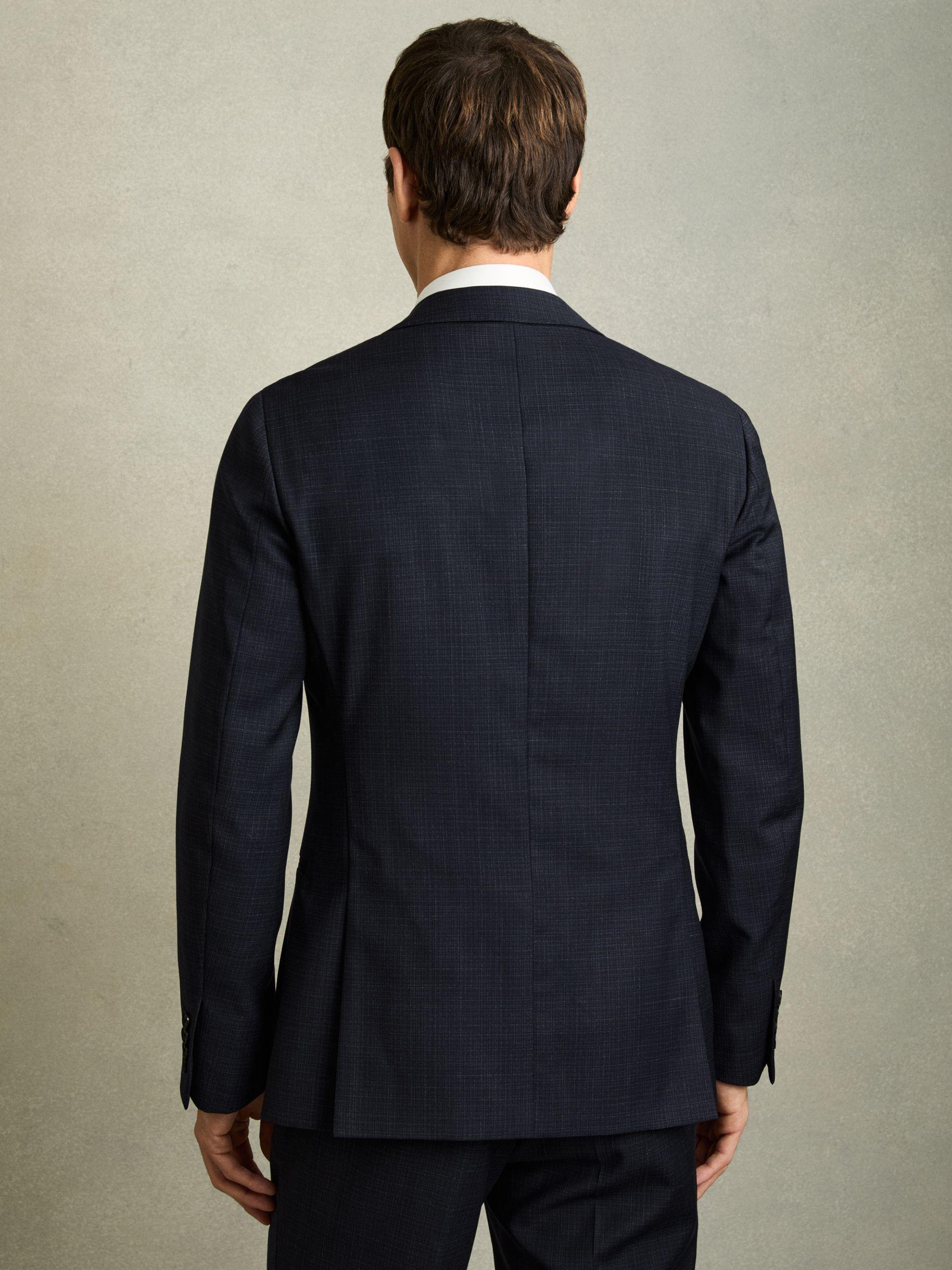 Slim-Fit Single-Breasted Textured Wool-Blend Suit Blazer in Navy Product Image
