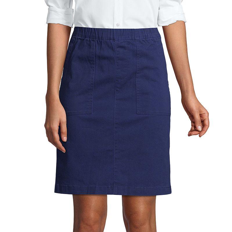 Petite Lands End Pull On Chino Skort, Womens Deep Blue Product Image