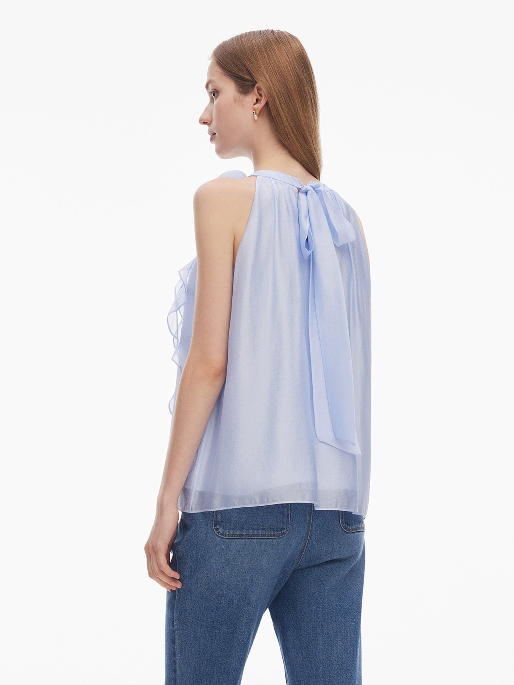 Halter Neck Women Top With Detachable Flower Product Image