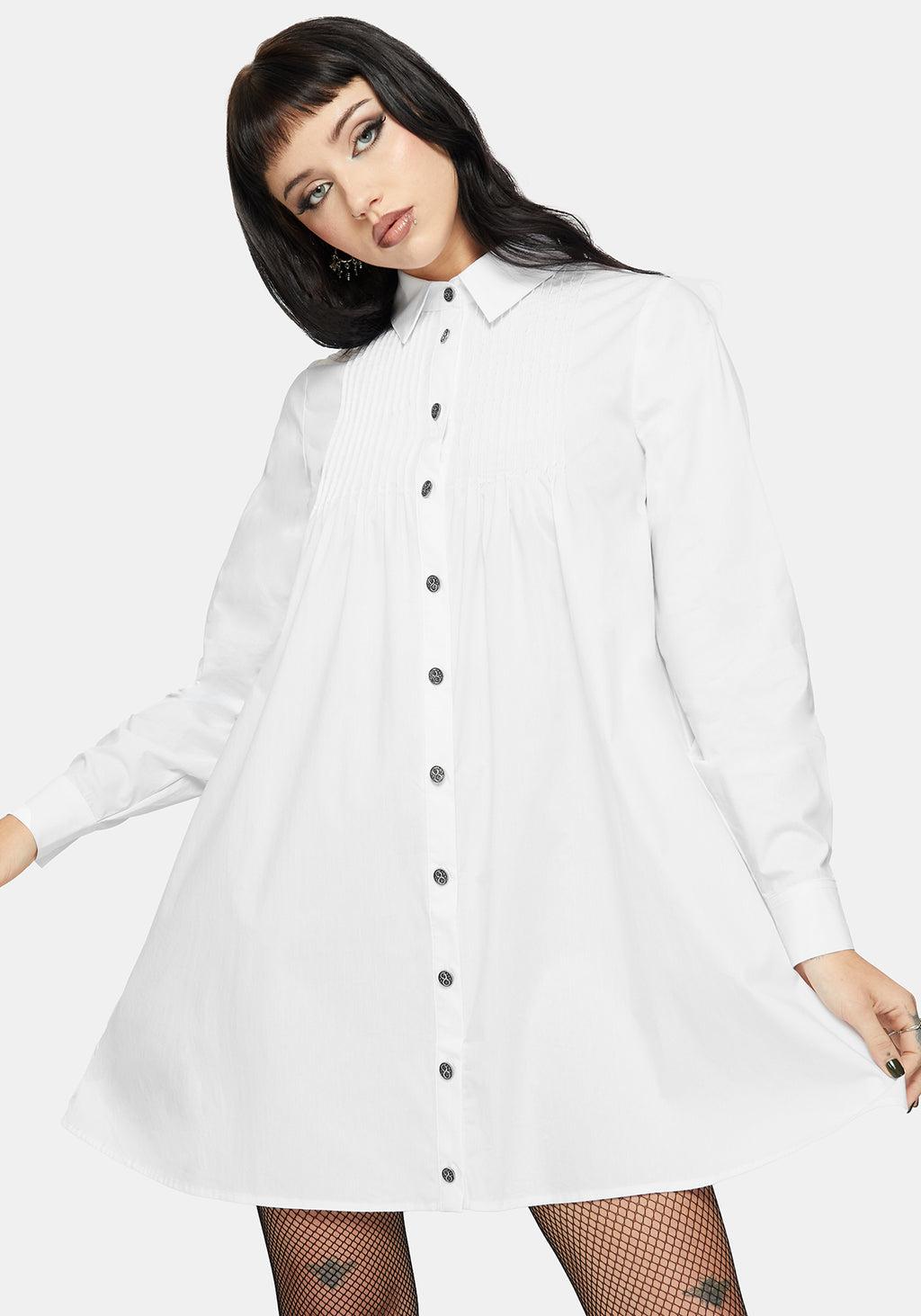 Arde Pintuck Mini Shirt Dress Product Image