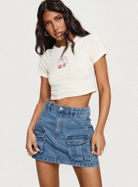 Chillders Denim Mini Skirt Mid Wash Tall Product Image