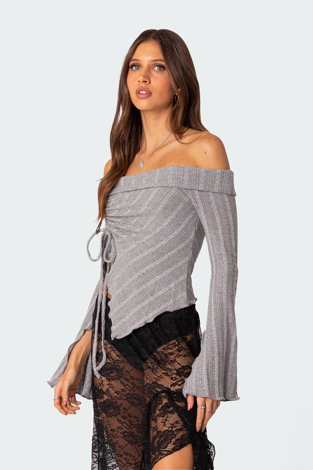 Alona Asymmetric Fold Over Knit Top Product Image