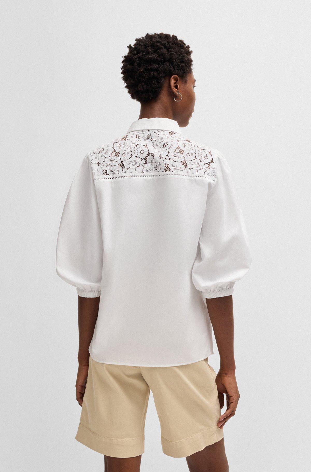 Regular-fit blouse with lace shoulders Product Image