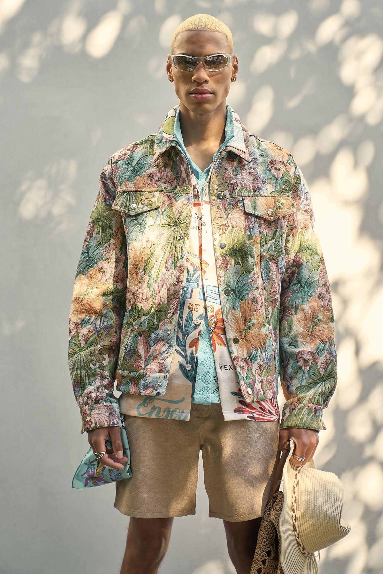 All You Need Is Tapestry Trucker Jacket - Green/combo Product Image