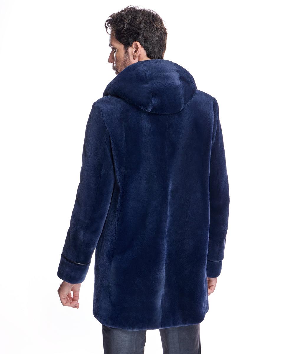 Men's Sheared Mink Hooded Coat Product Image