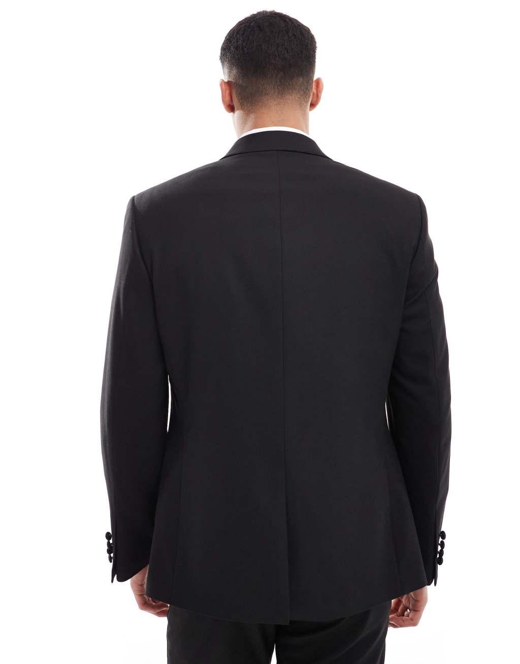 ASOS DESIGN slim fit tuxedo jacket in black Product Image