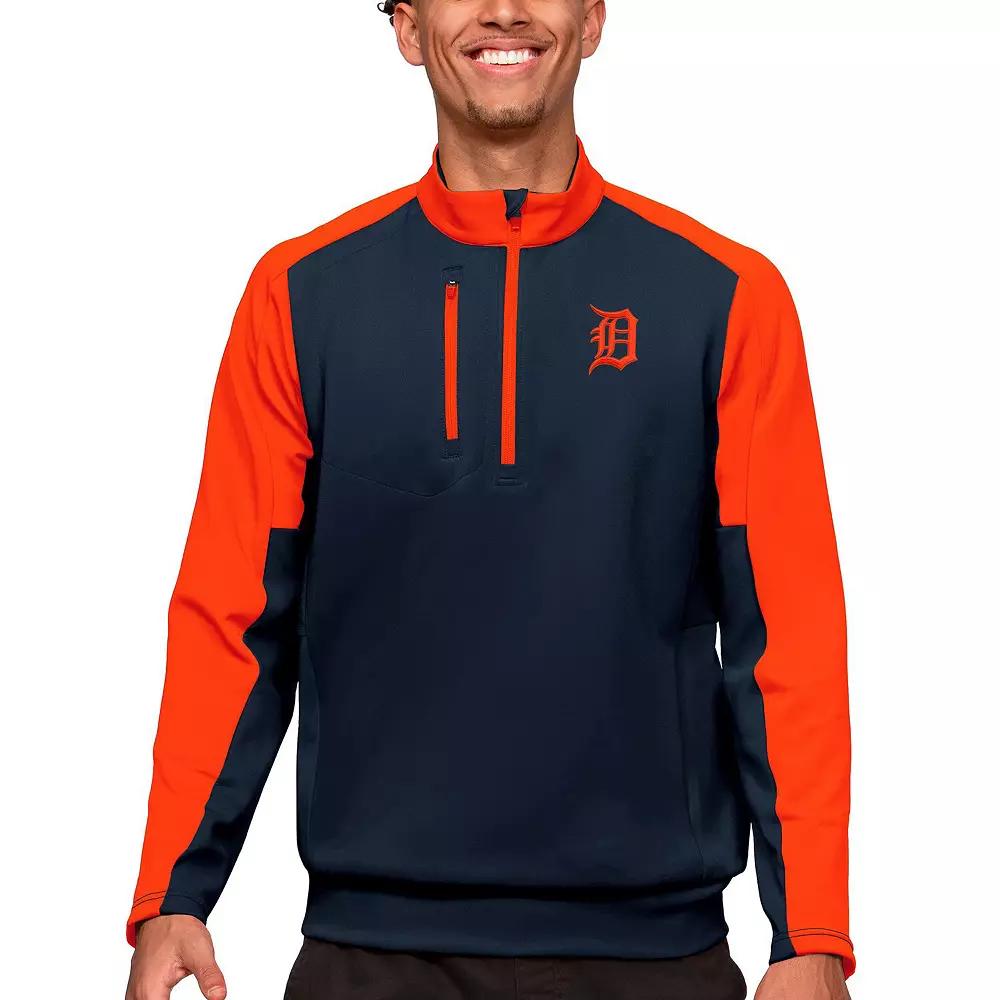 Men's Antigua Navy Detroit Tigers Team Quarter-Zip Pullover Top, Size: Small, Blue Product Image