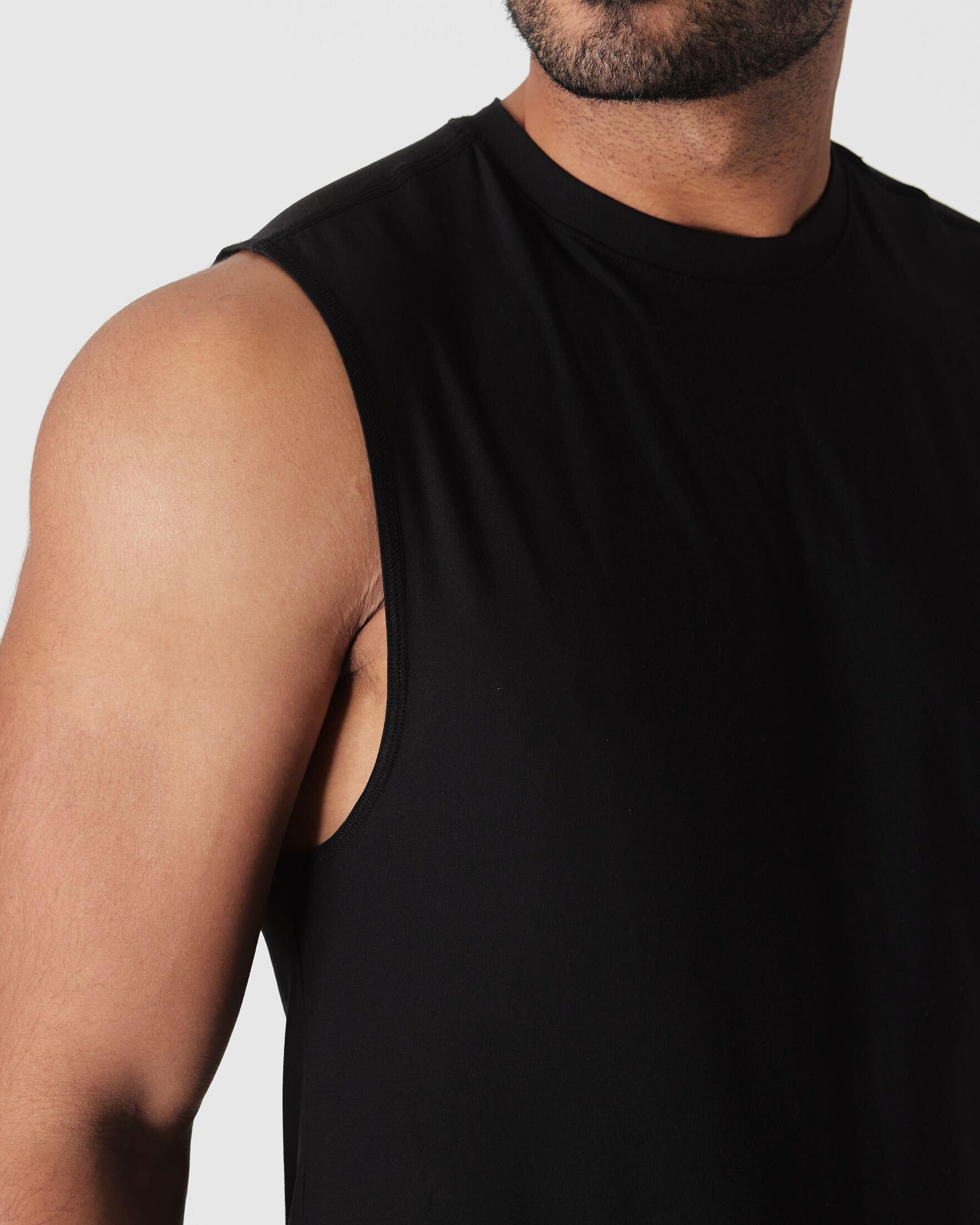 Black Sleeveless Active Muscle Tee Product Image