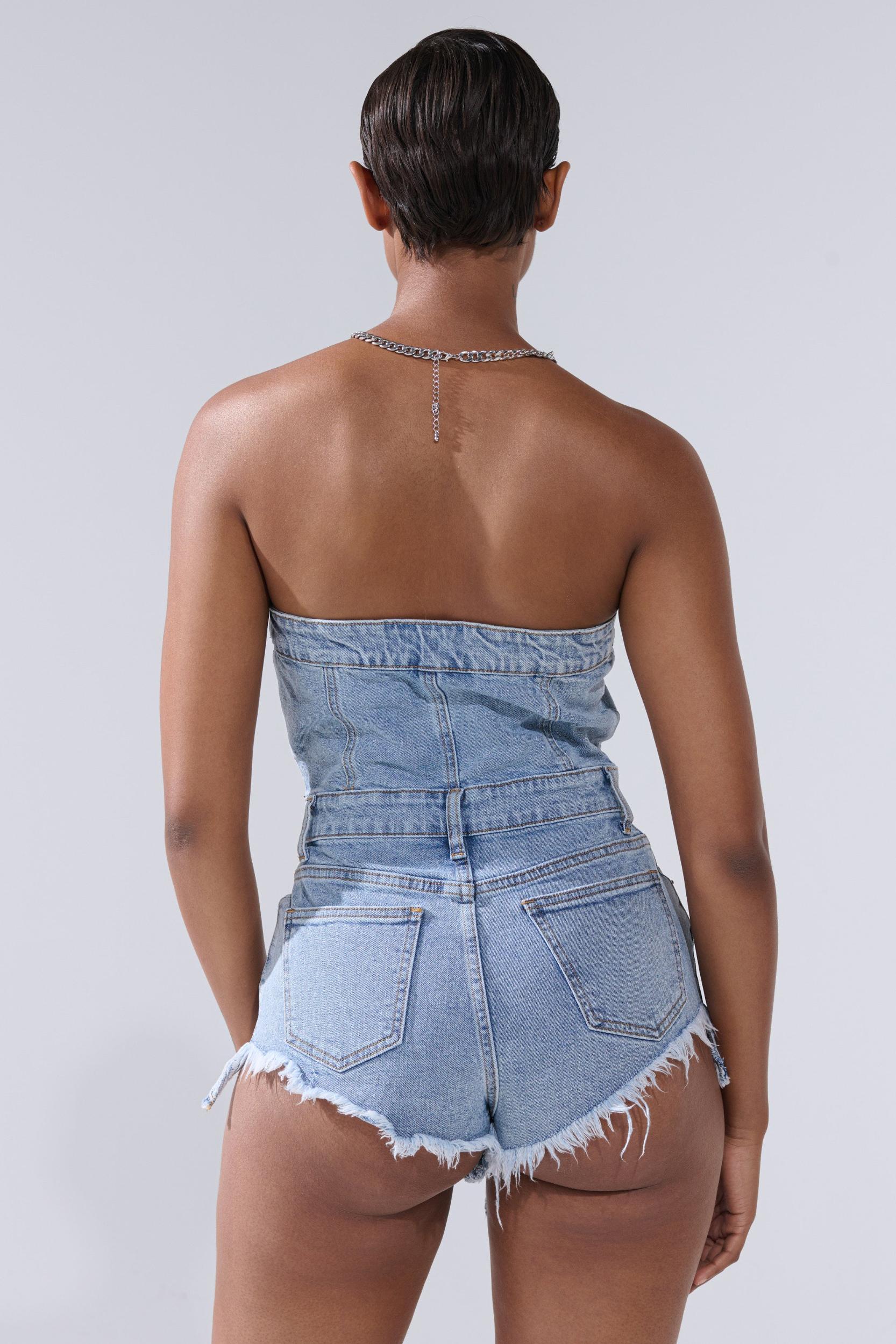 COOL IT COWBOY DENIM ROMPER Product Image