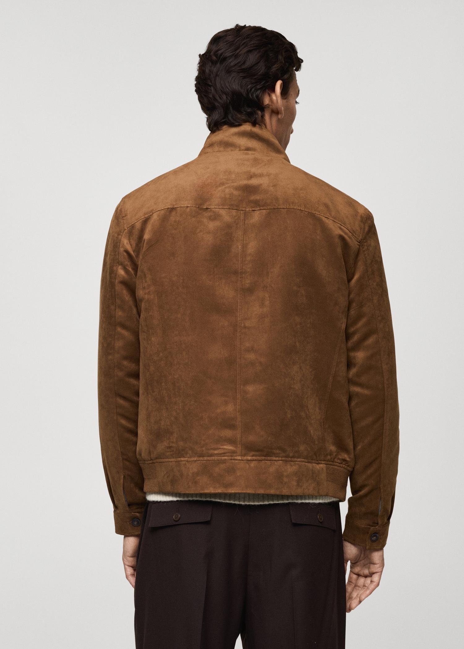 Suede-effect jacket with zip - Men | MANGO USA Product Image