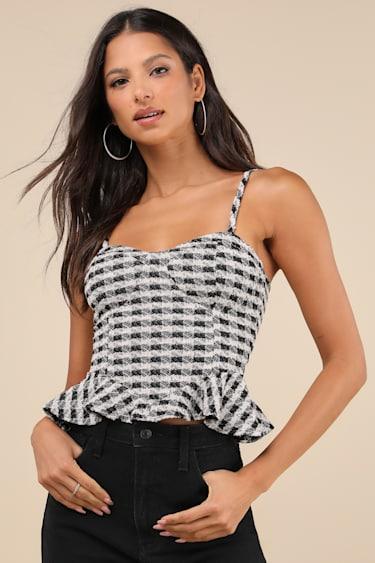 Curated Attitude Black Plaid Bustier Top Product Image