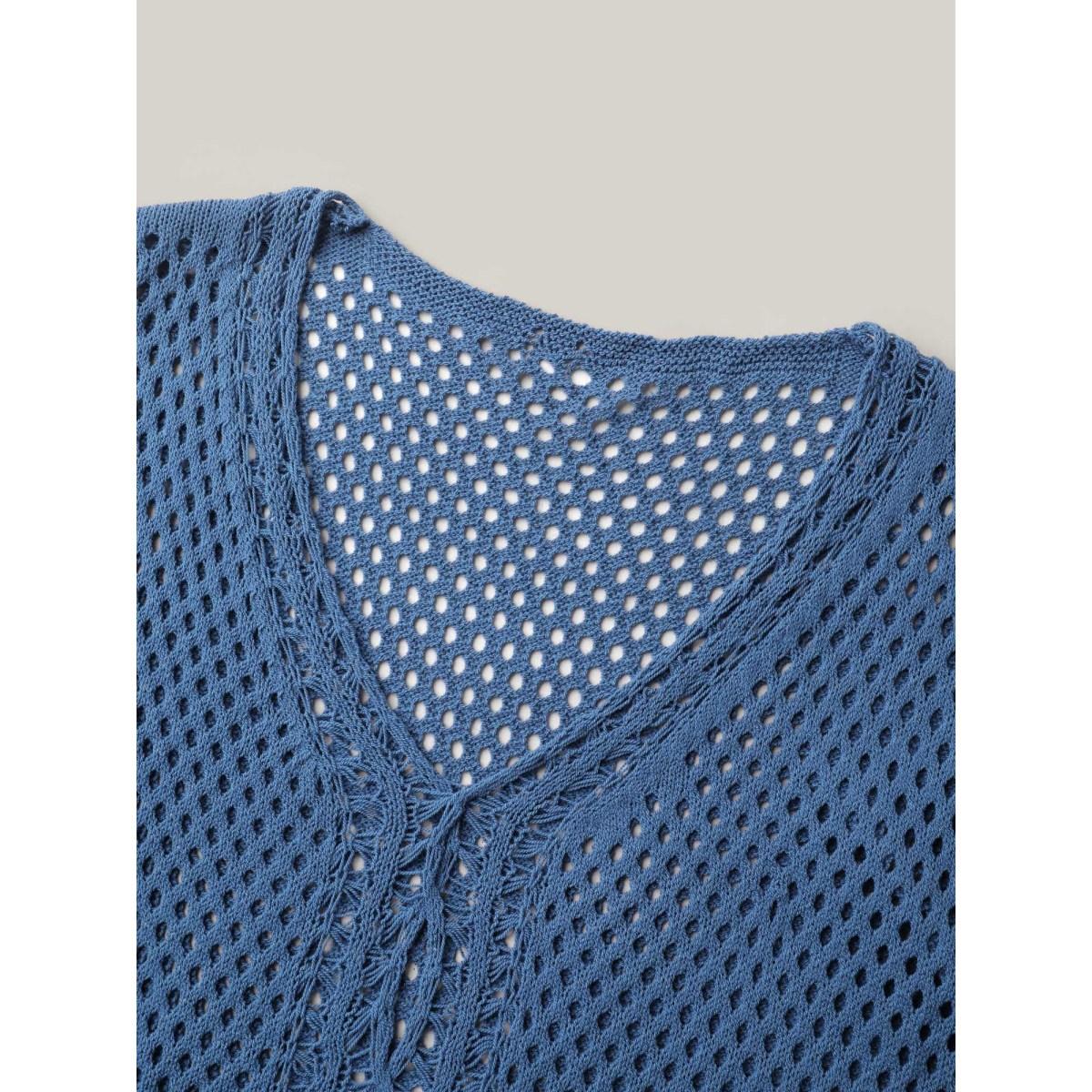 Plus Size Cut-Out Round Neck Swim Cover-Up Women's Swimwear Aegean Beach Loose Texture Curve Swim Cover Ups BloomChic 26/4X Product Image