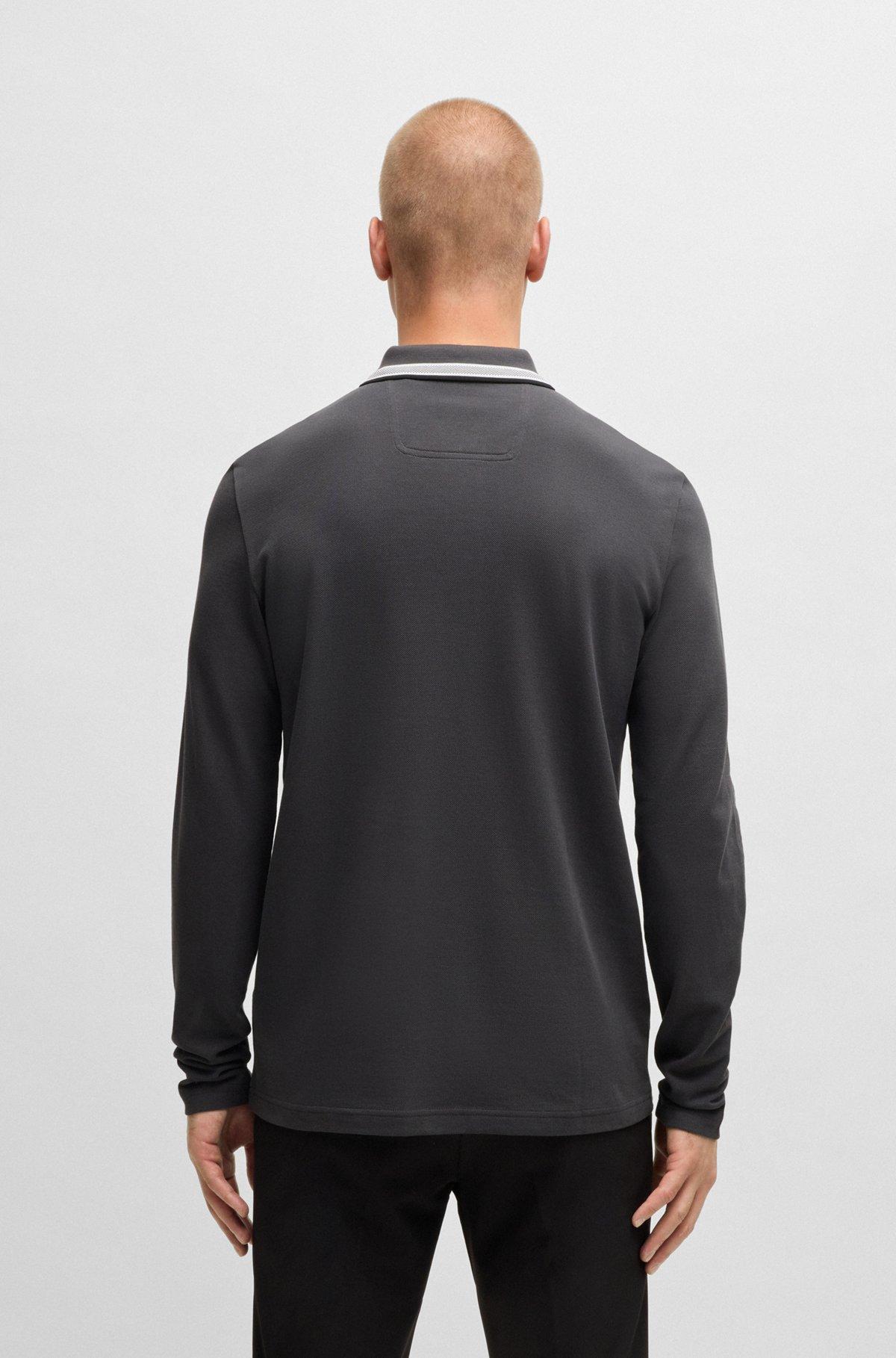 Long-sleeved polo shirt in cotton piqué Product Image
