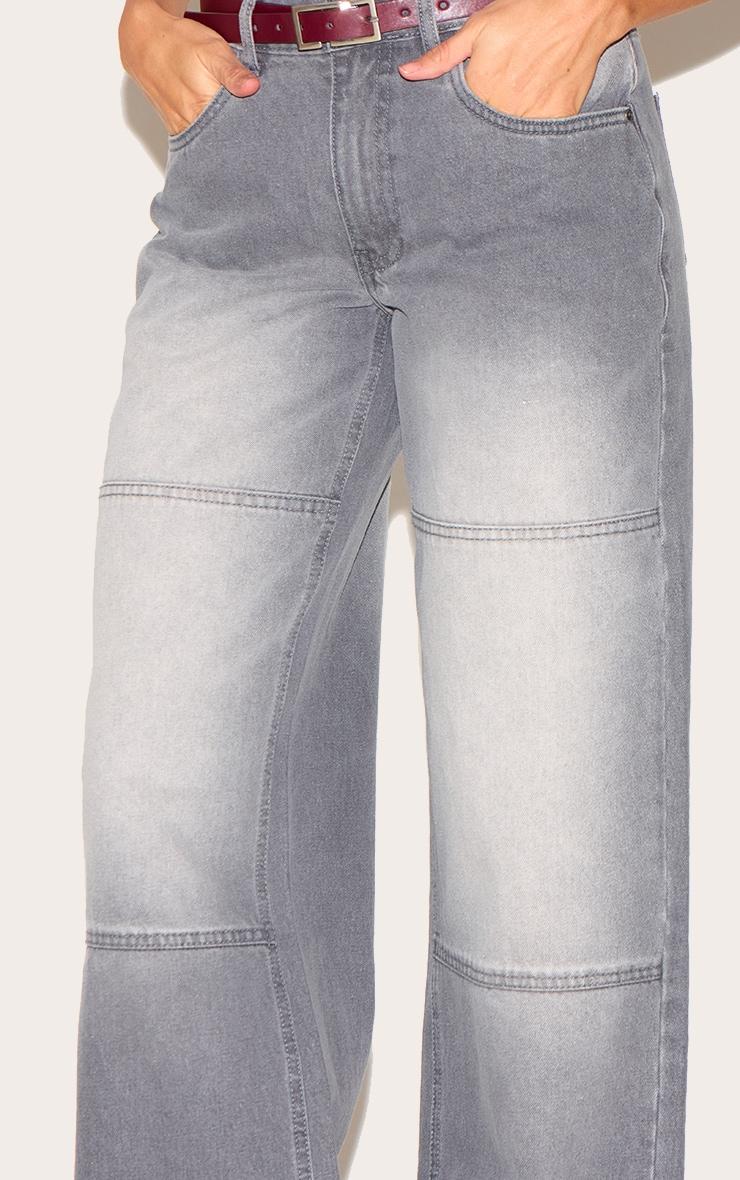  Grey Seam Detail Straight Leg Jeans Product Image