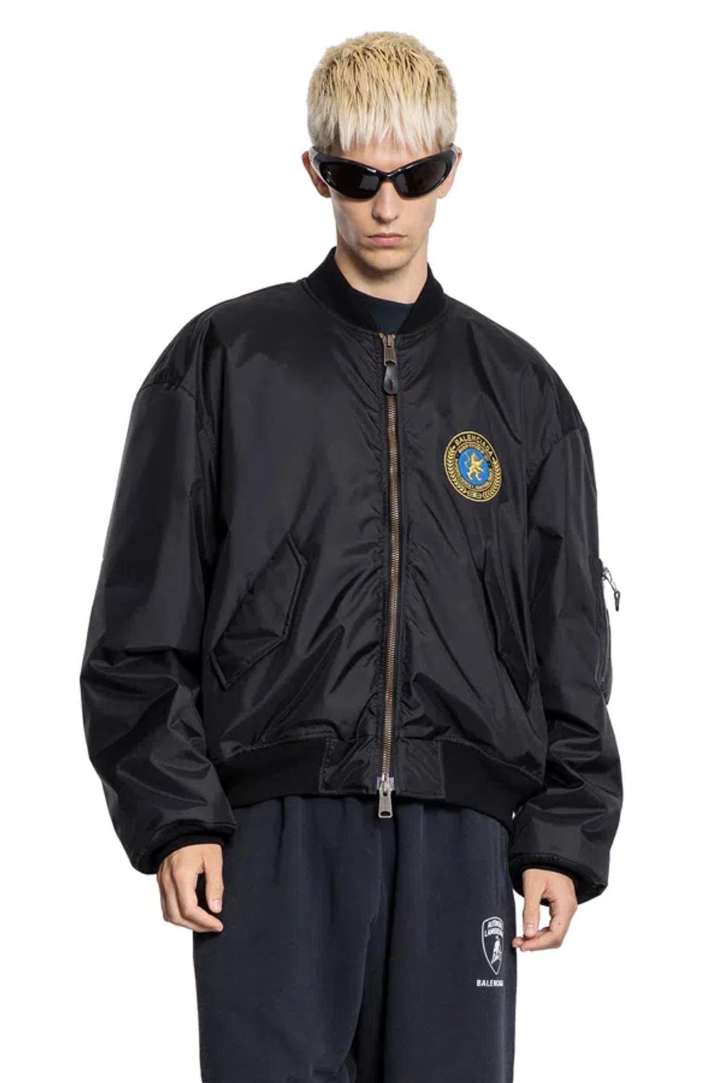 BALENCIAGA Nylon Uniform Merch Large Fit Bomber In Black Product Image