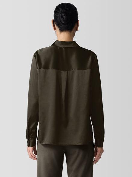 Eileen Fisher Buttery Soft Stretch Silk Shirt Product Image