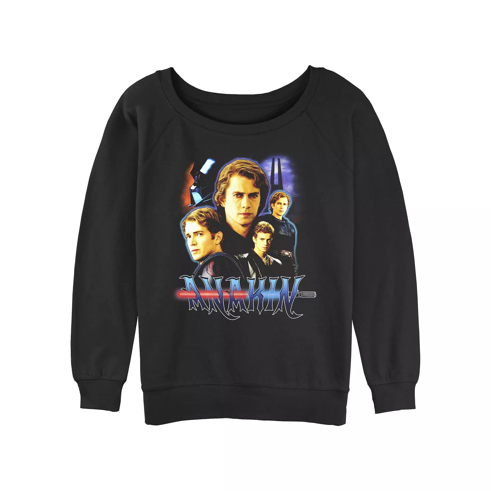 Juniors' Star Wars Anakin Skywalker Collage Slouchy Terry Graphic Pullover, Women's, Size: Medium, Black Product Image