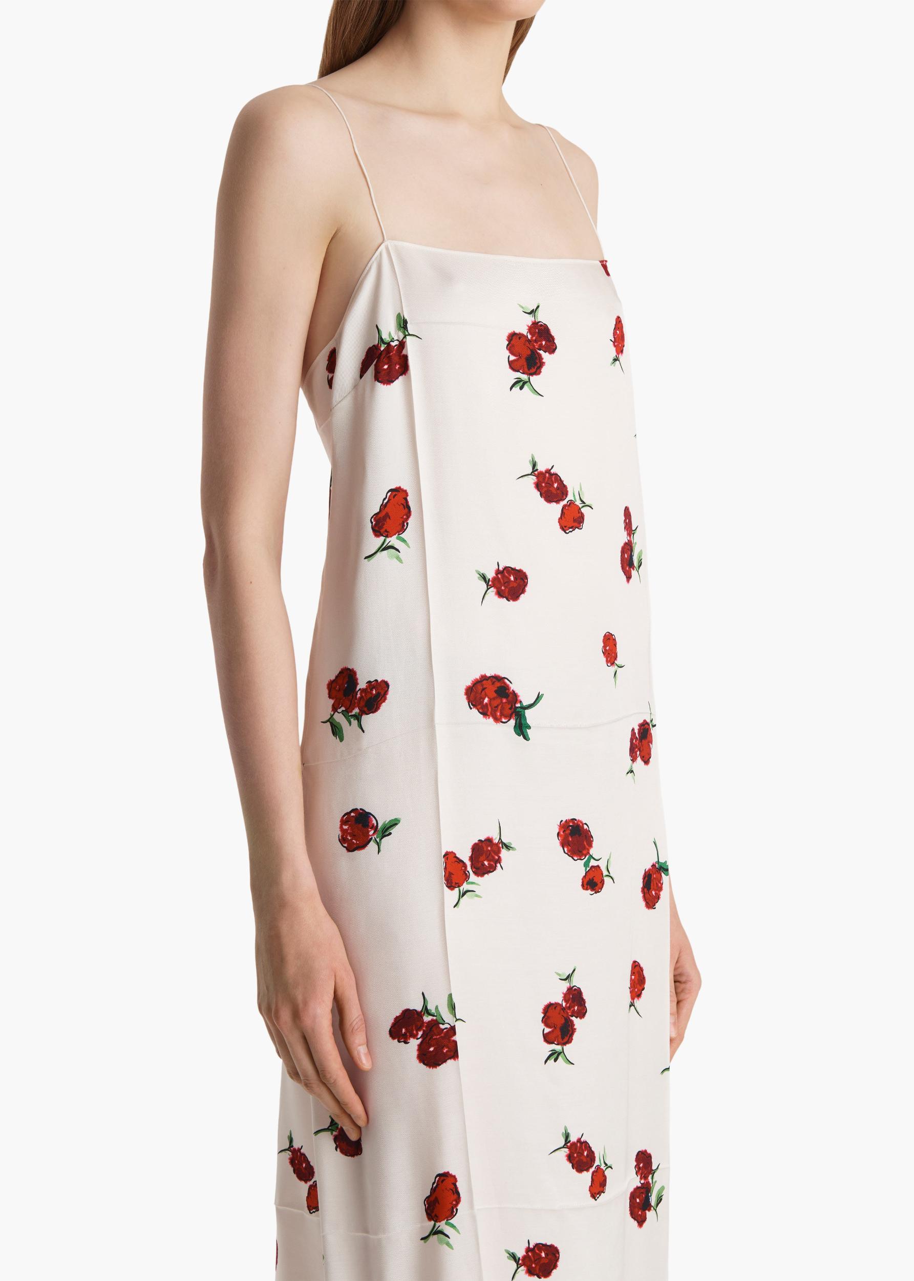 Sicily Dress in Cream with Raspberry Print Product Image