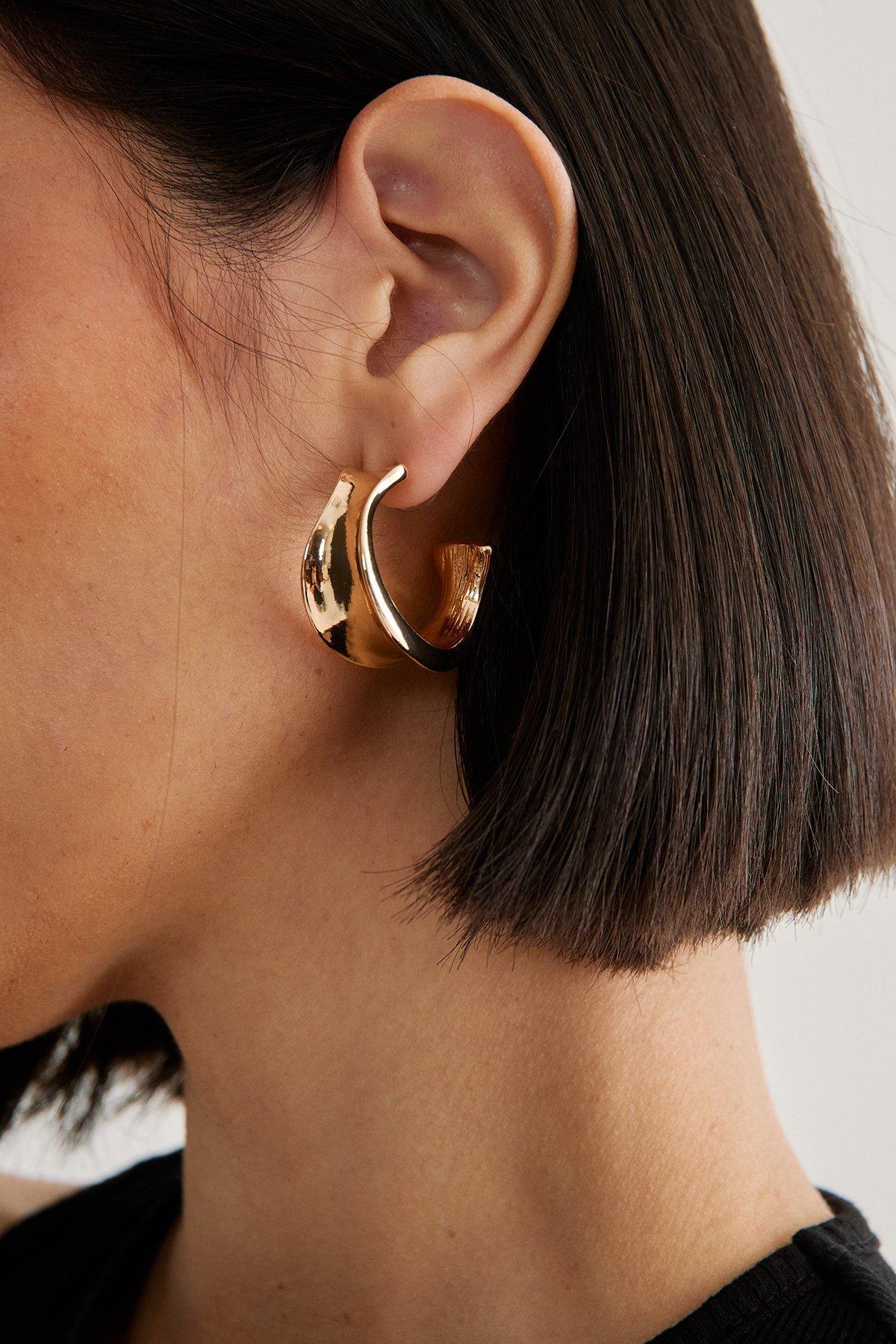 Textured Hoop Earrings Product Image