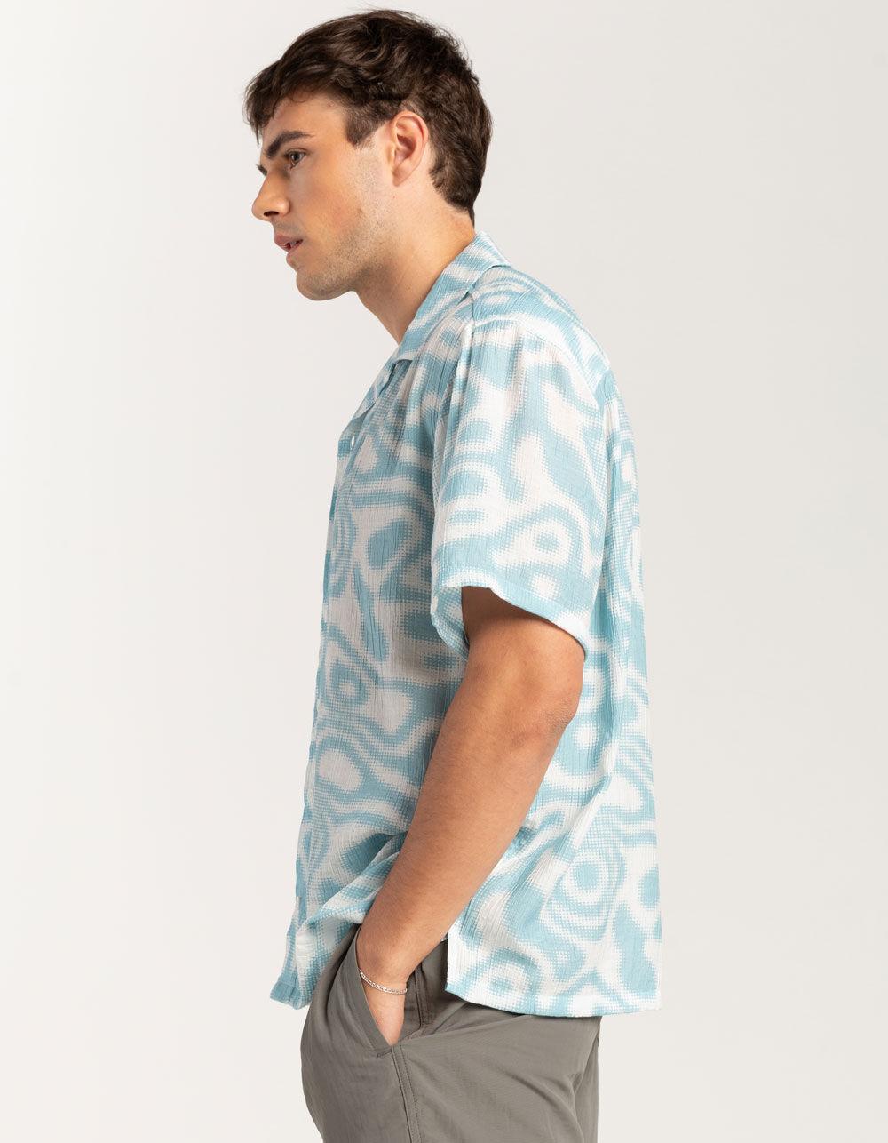 RSQ Mens Texture Blur Camp Shirt - BLUE Product Image