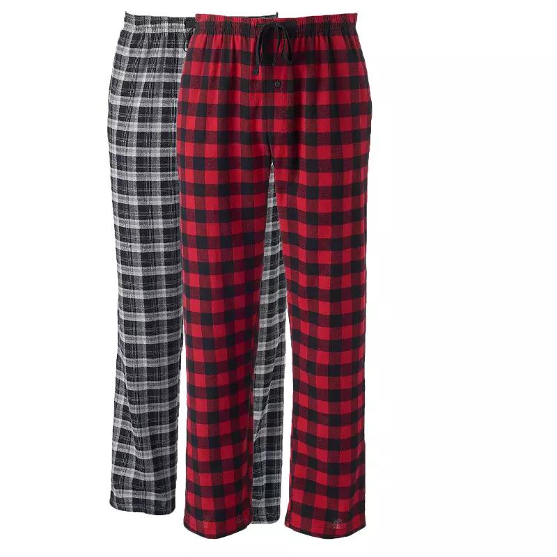 Big & Tall Hanes® 2 Pack Plaid Flannel Pajama Pants, Men's, Size: 3XLT, Red Black Plaid Product Image
