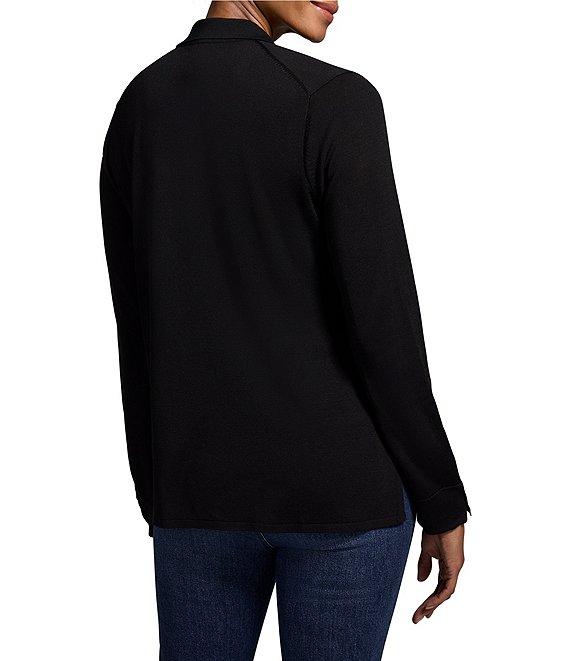 NIC + ZOE Drapey Tencel Knit-In Pintuck Collar Neck Long Sleeve Shirt Product Image