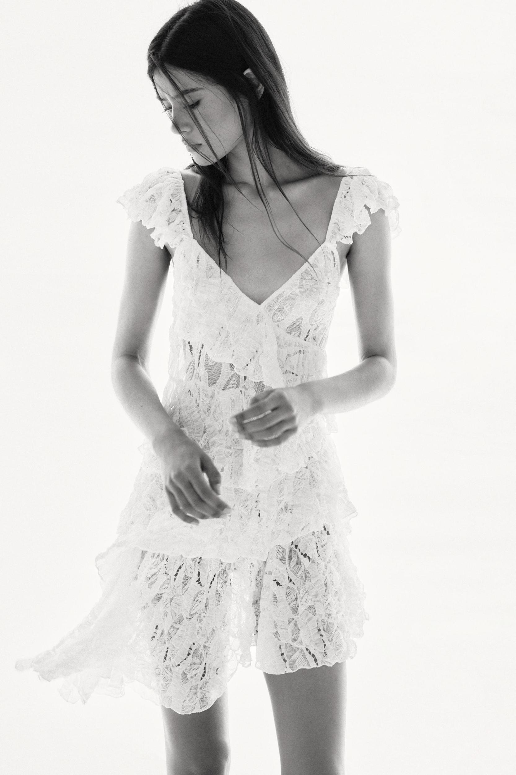 LACE RUFFLE DRESS Product Image