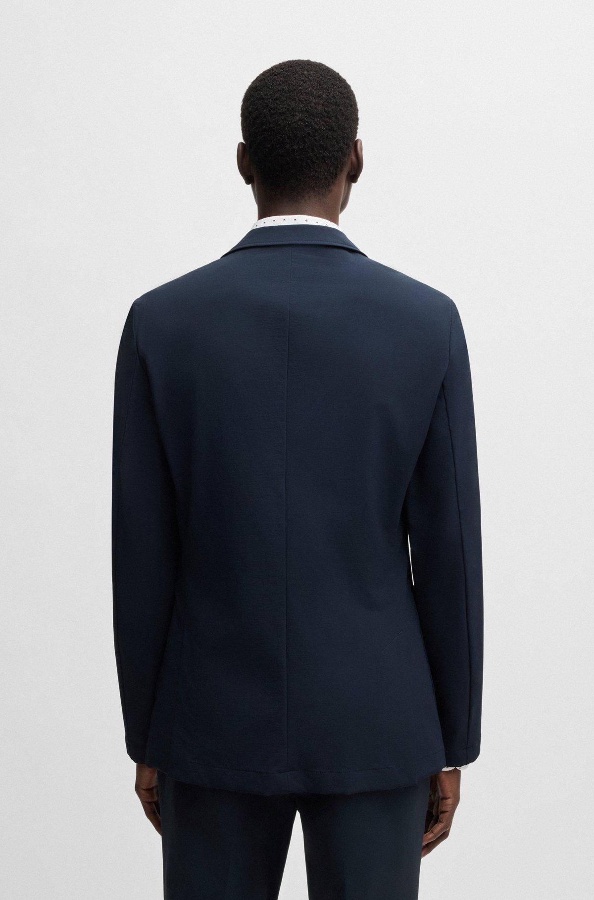 BOSS - Slim-fit suit jacket in travel-friendly stretch softshell - Dark Blue Product Image