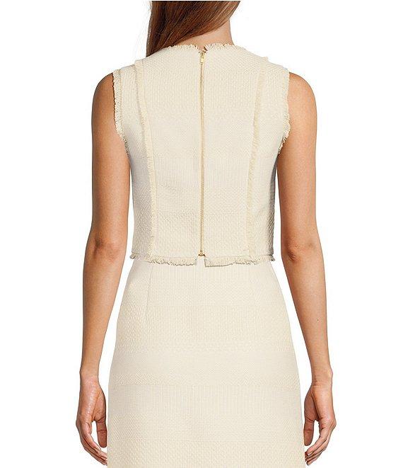 Antonio Melani Milly Tweed Frayed Edge Round Neck Coordinating Cropped Vest Product Image