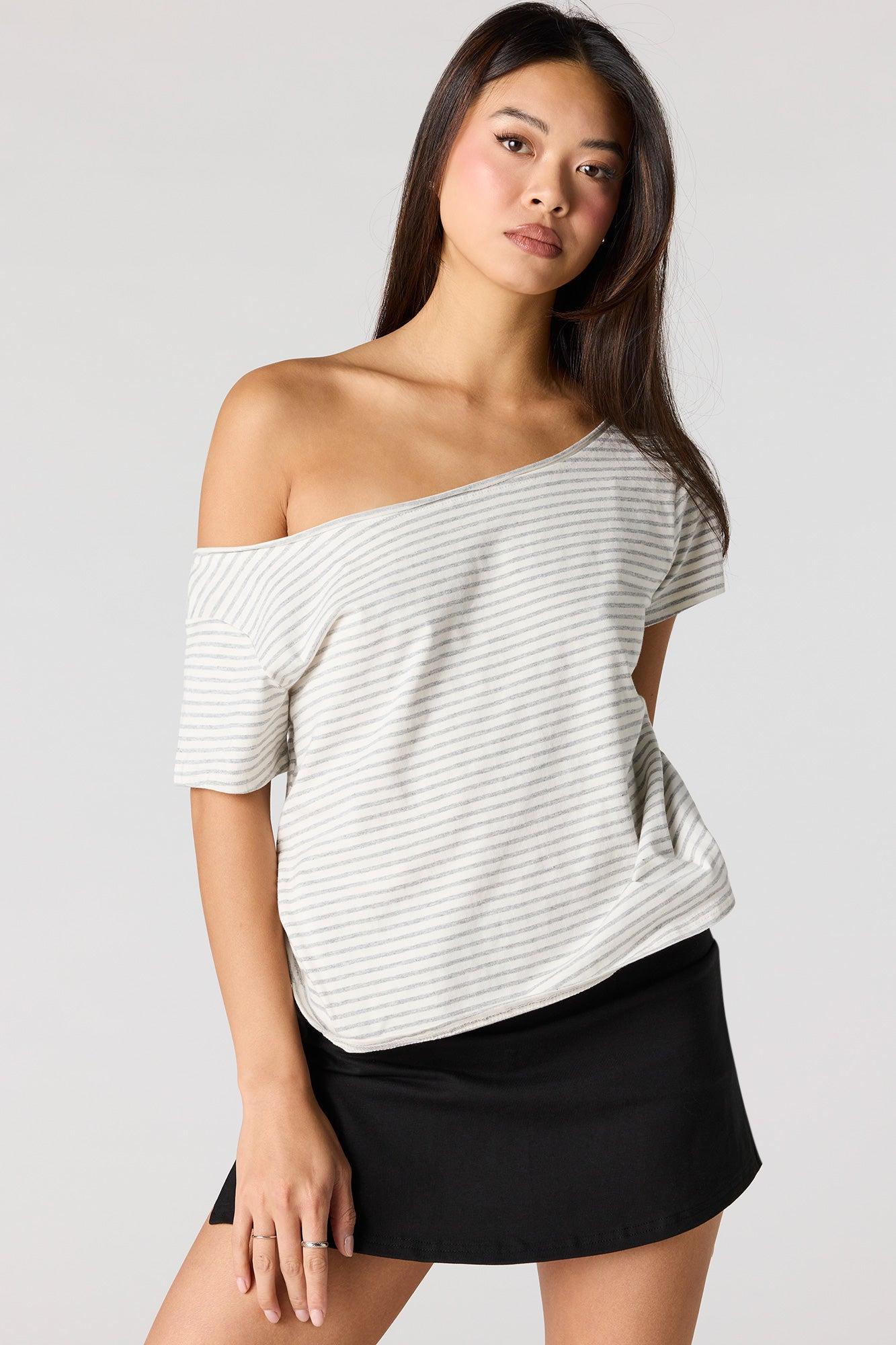 Luxe Heavy Cotton Off-Shoulder T-Shirt Female Product Image