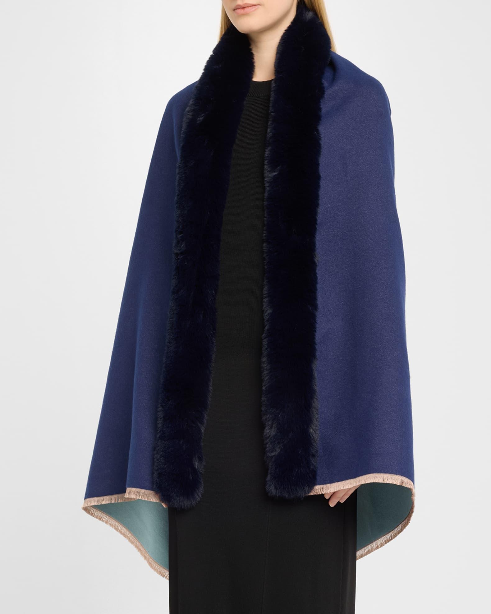 Leopard Faux Fur Trim Scarf Product Image