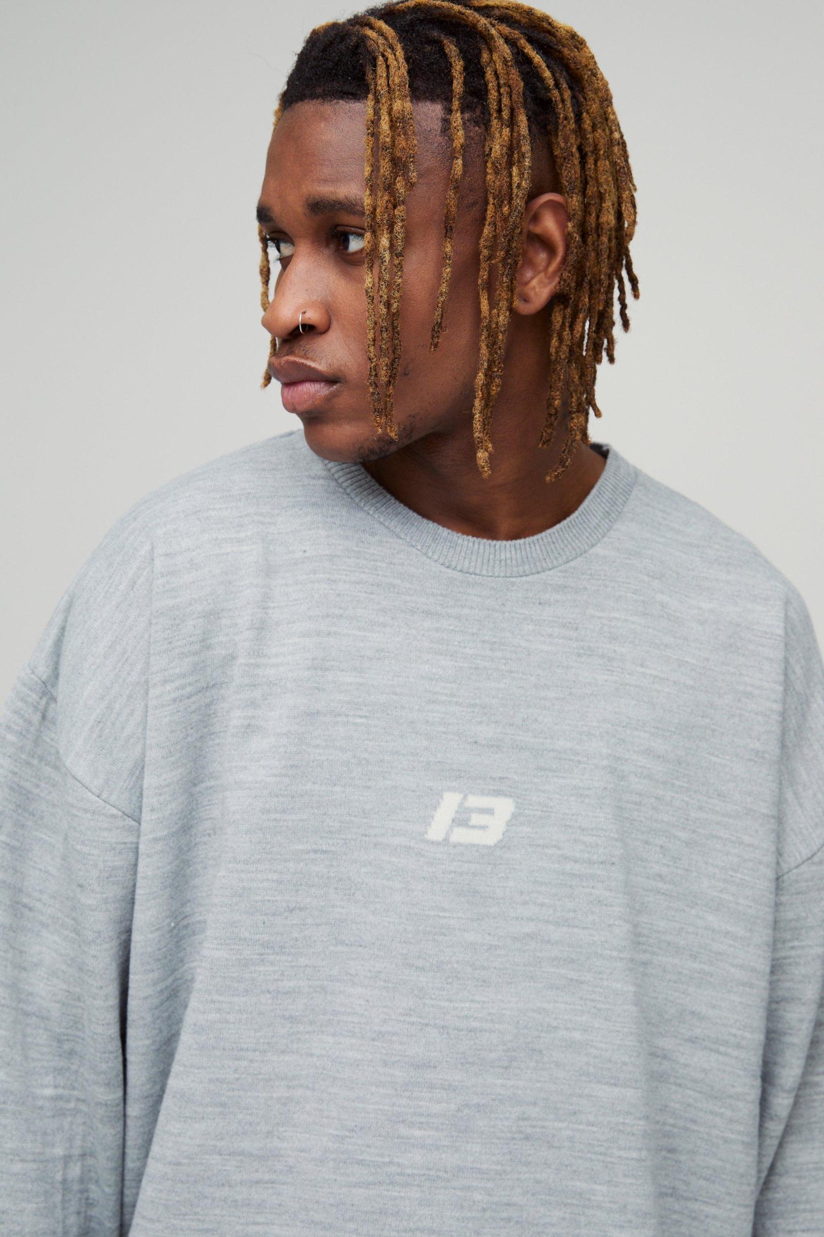 Tall 13 Boxy Oversized Knitted Sweater | boohooMAN USA Product Image