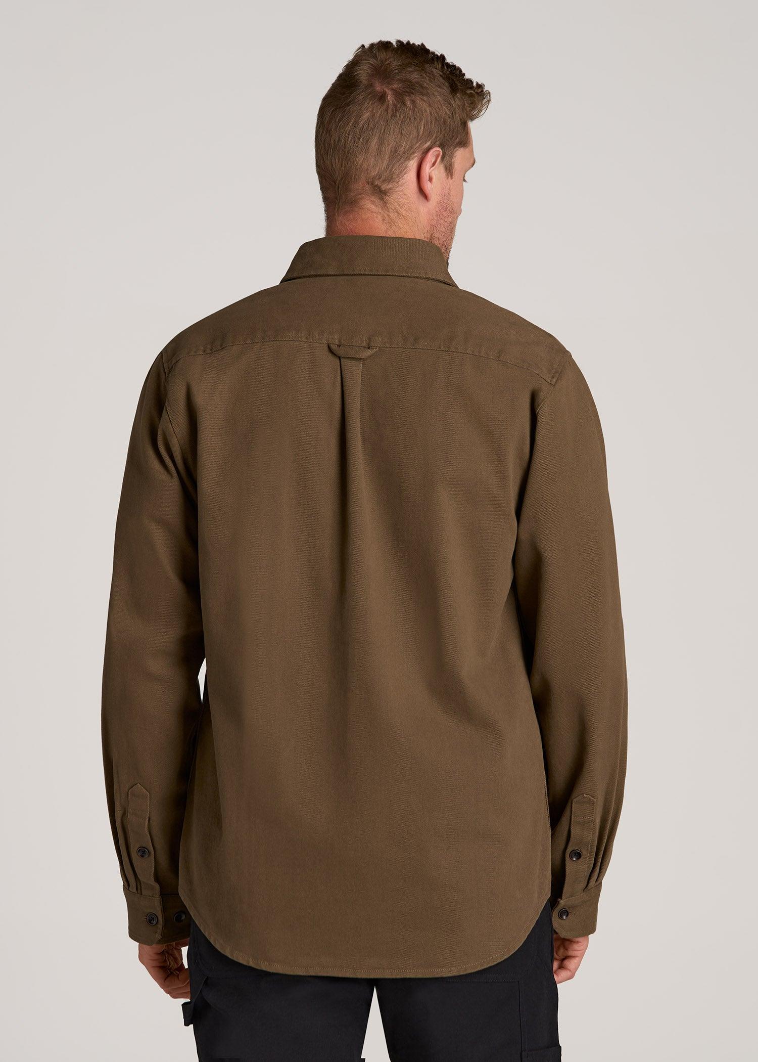 LJ&S Heavyweight Cotton Twill Overshirt for Tall Men in Grizzly Brown Male Product Image