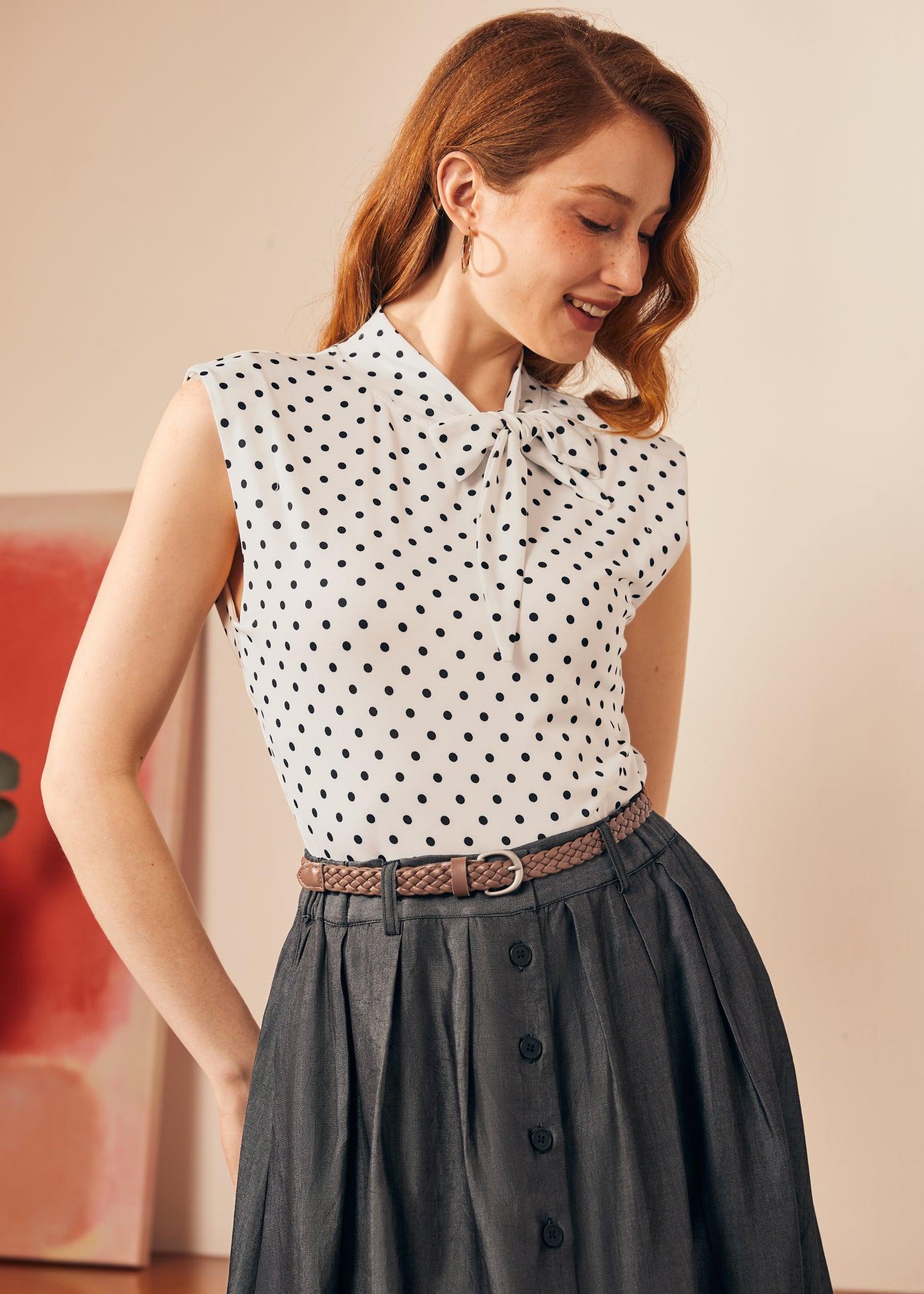 Retro Rendezvous Tie-Neck Top Product Image