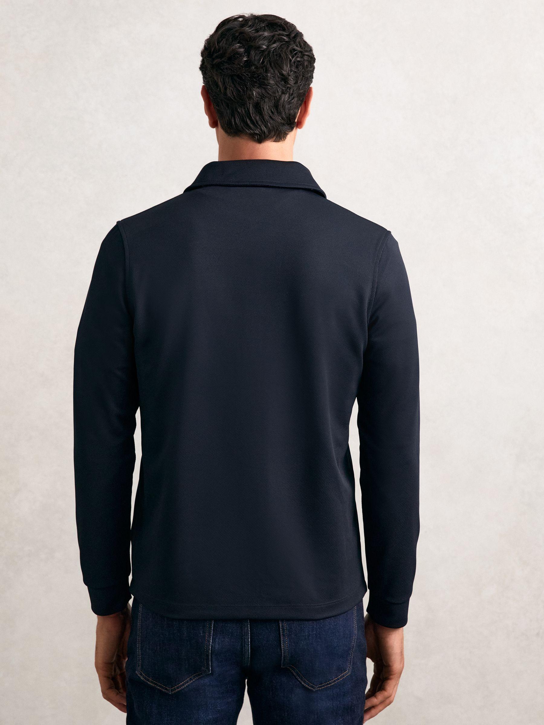Textured Zip Through Overshirt in Navy Product Image
