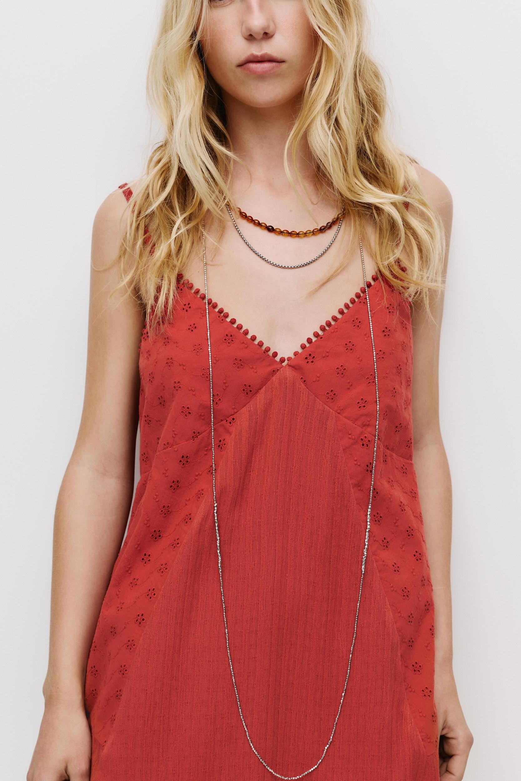 Short embroidered patchwork dress Product Image