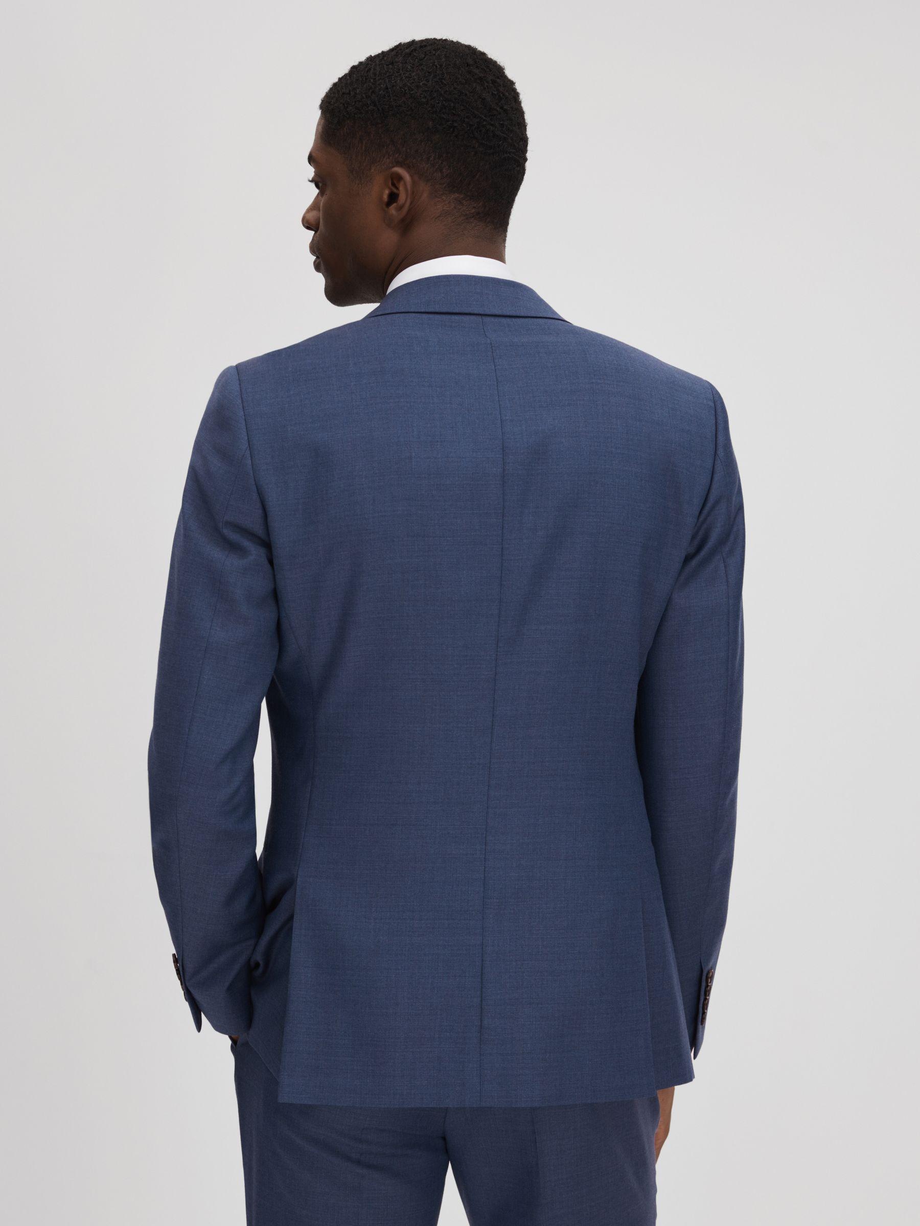 Slim Fit Wool Single Breasted Blazer in Bright Blue Product Image