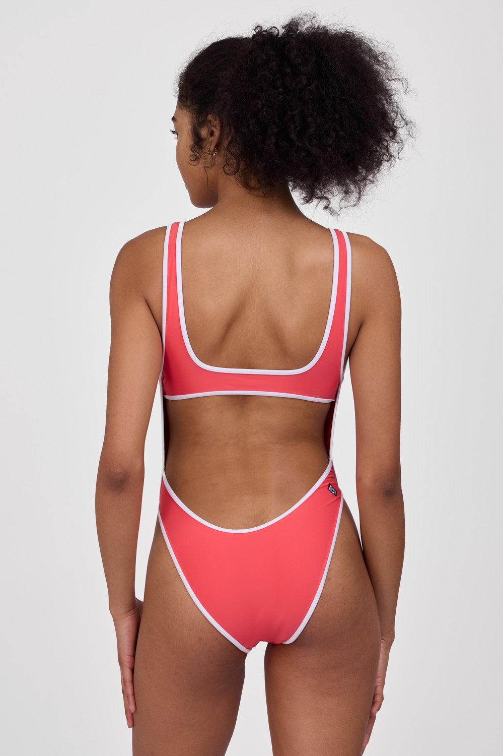 Catherine Surf One Piece - Coral Reef & White Female Product Image