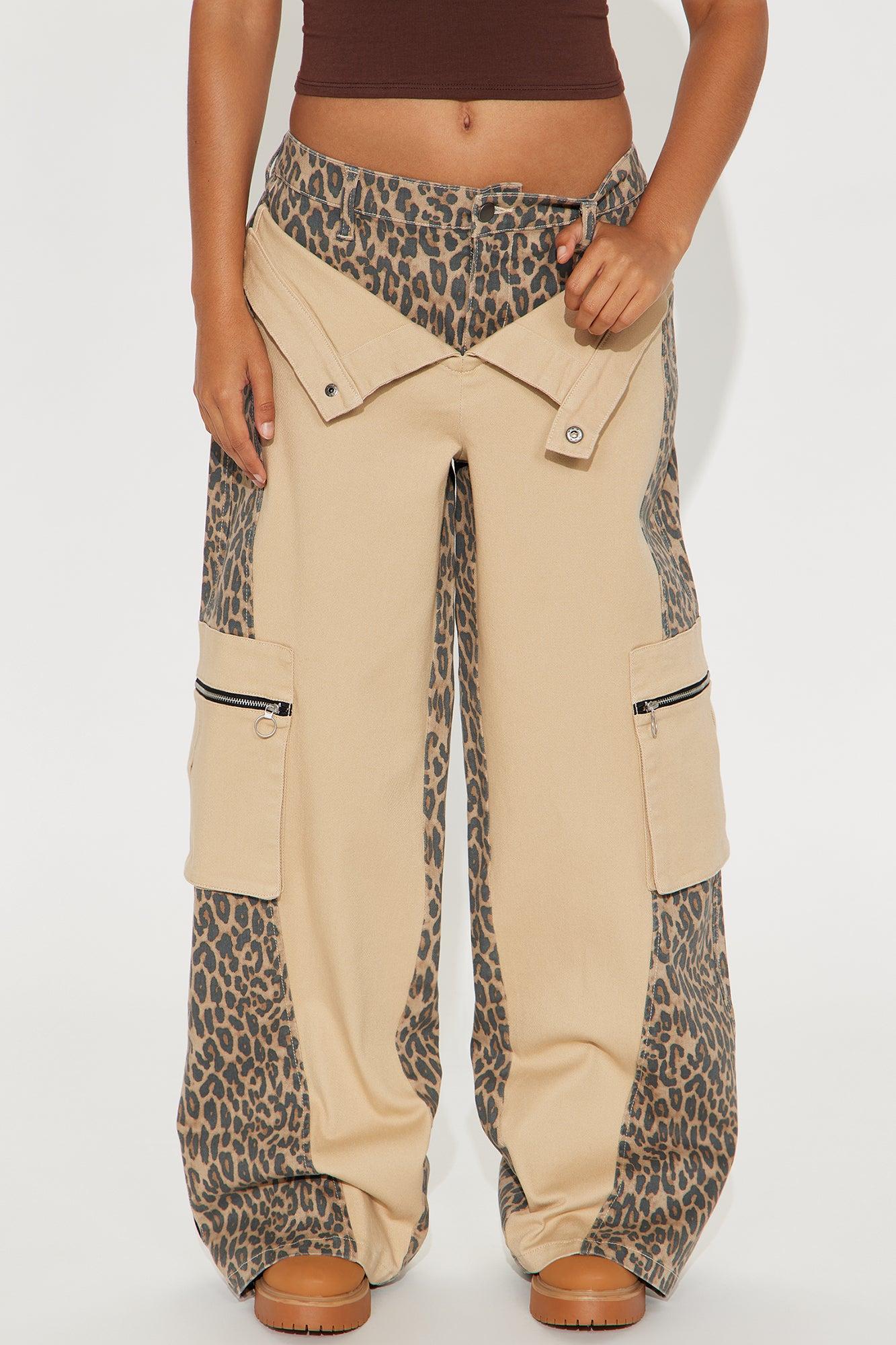 On The Prowl Leopard Twill Wide Leg Pant - Brown/combo Female Product Image