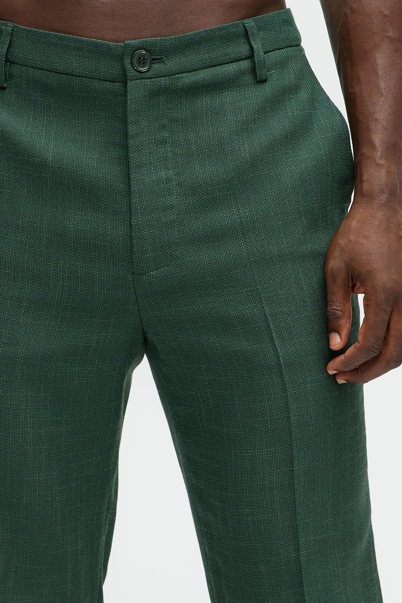 Shepton Solid Texture Slim Trousers - Green Product Image